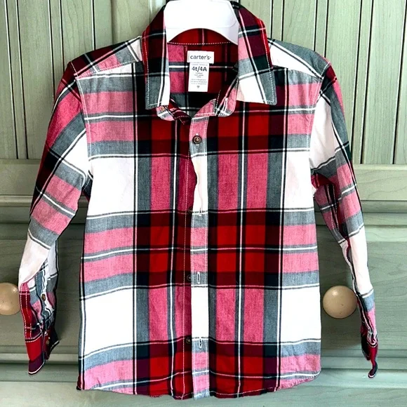 Carters 4T Plaid Buttonup - Picture 1 of 2